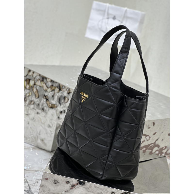 Pra*a nappa quilted medium tote black