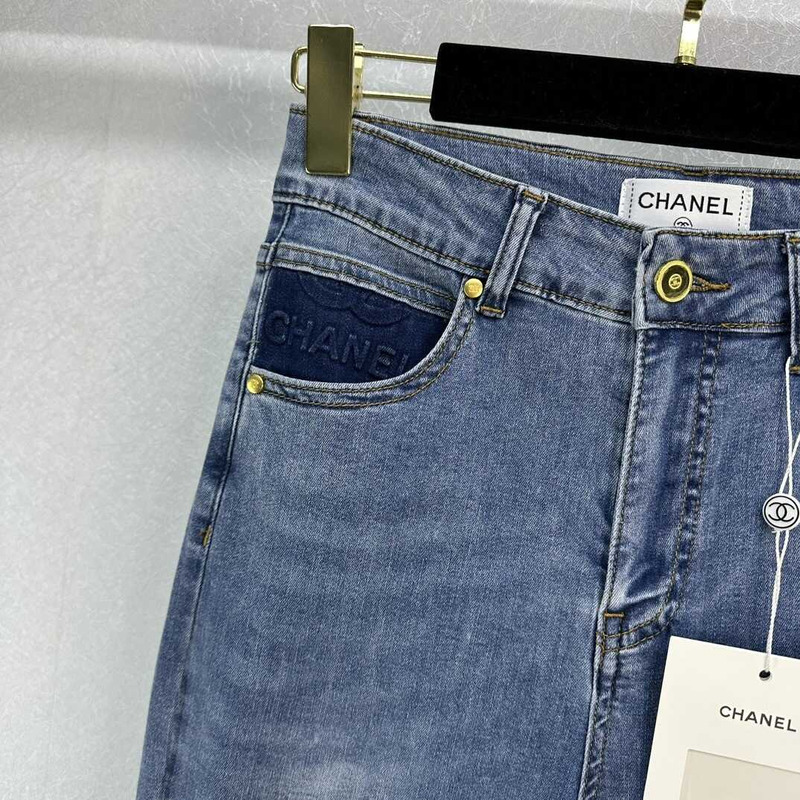 Ch*el cotton plain jeans blue