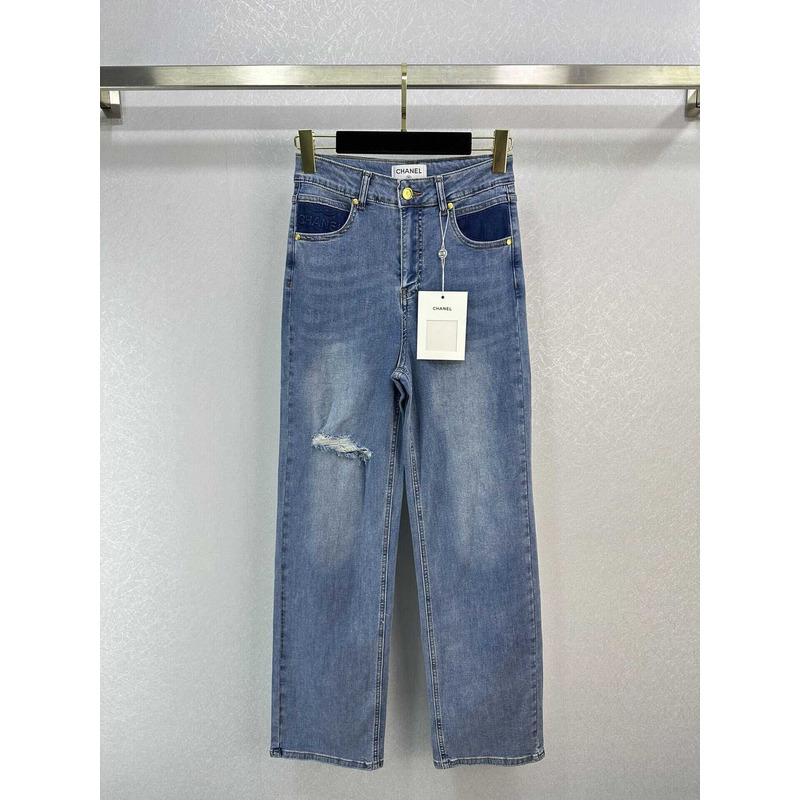 Ch*el cotton plain jeans blue