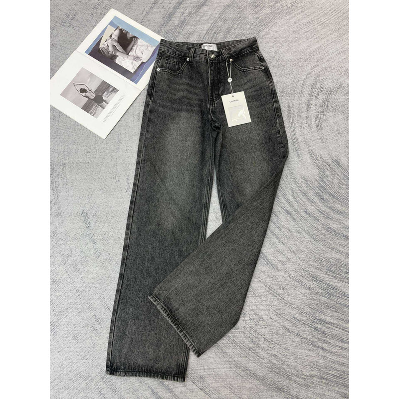 Ch*el plain cotton jeans black