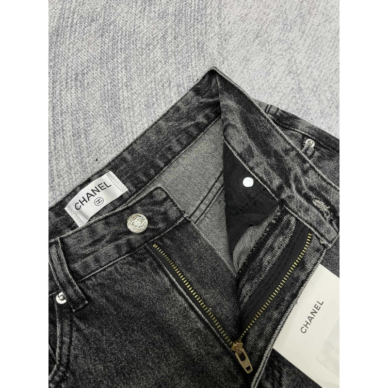 Ch*el plain cotton jeans black