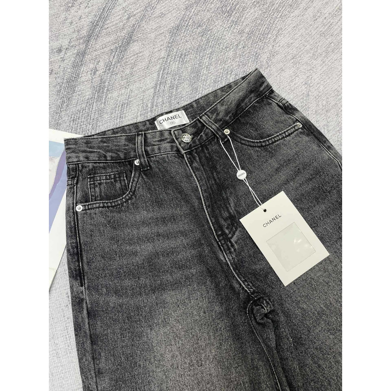 Ch*el plain cotton jeans black