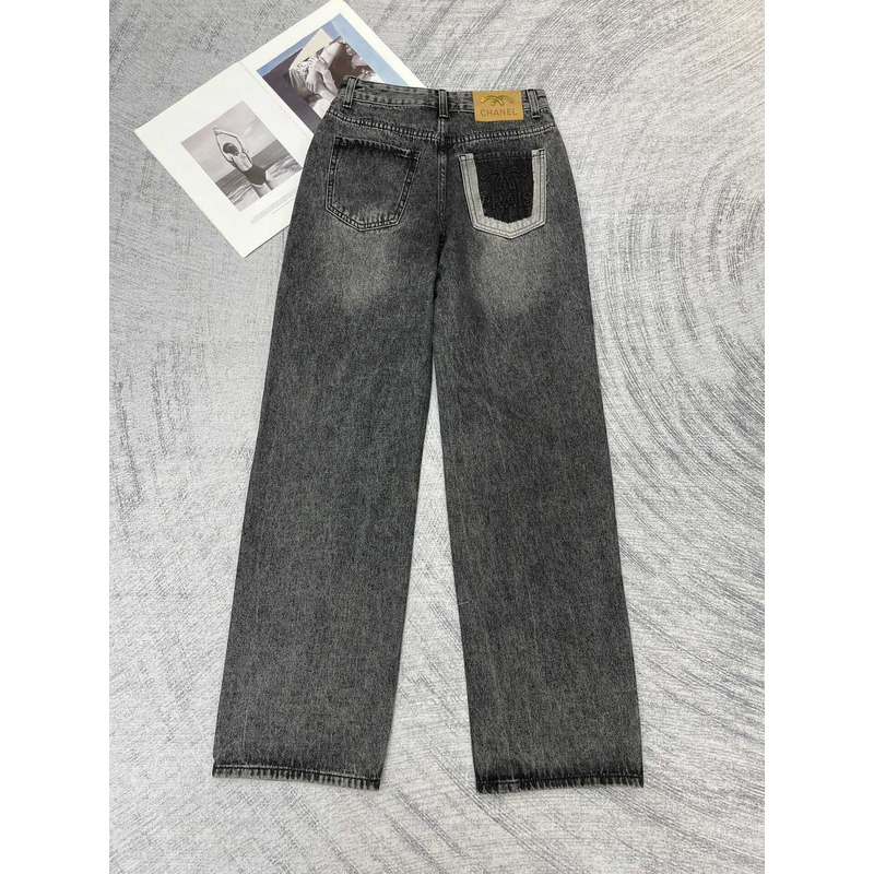 Ch*el plain cotton jeans black