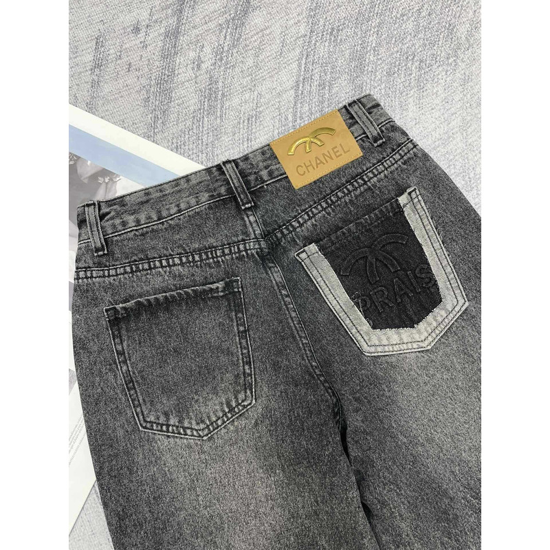 Ch*el plain cotton jeans black