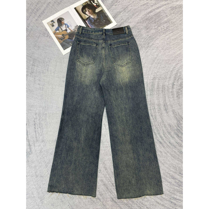 Ch*el plain cotton jeans dark blue