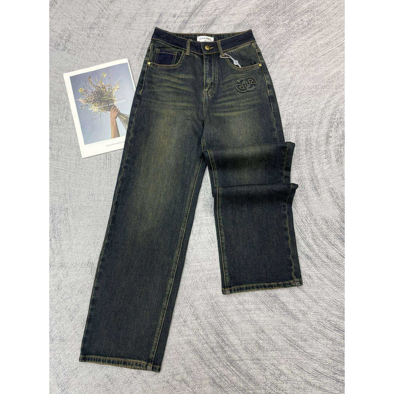 Ch*el plain cotton jeans black