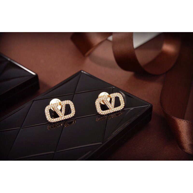 Valentino Studs Earrings With Stone Golden