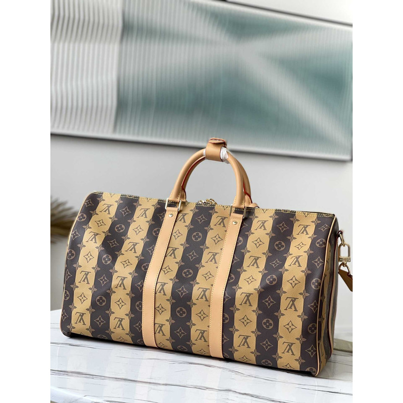 l**is V*t*n keepall bandoulière 50 embossed taurillon monogram cowhide leather bag yellow and black