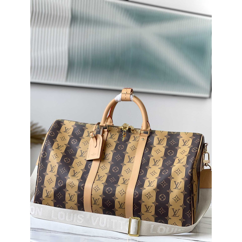 l**is V*t*n keepall bandoulière 50 embossed taurillon monogram cowhide leather bag yellow and black