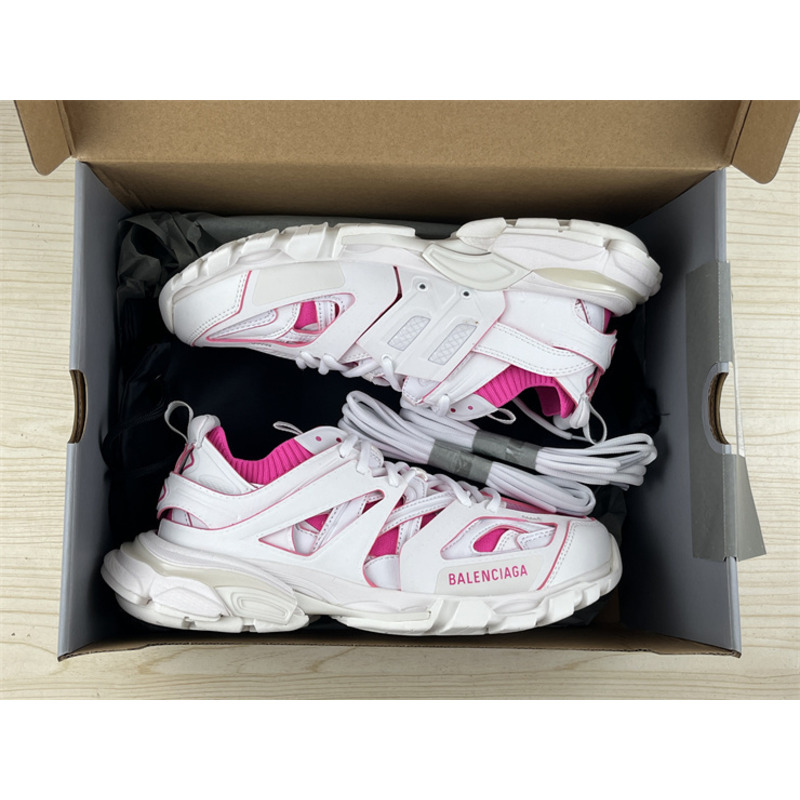 Ba*len*cia*ga track sock lace-up sneakers pink and white