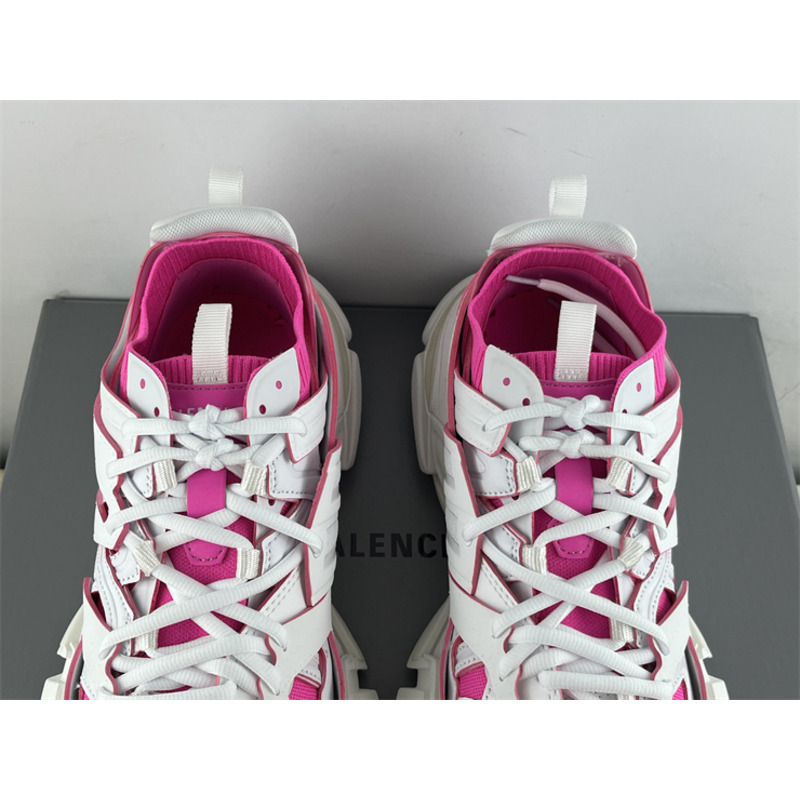 Ba*len*cia*ga track sock lace-up sneakers pink and white