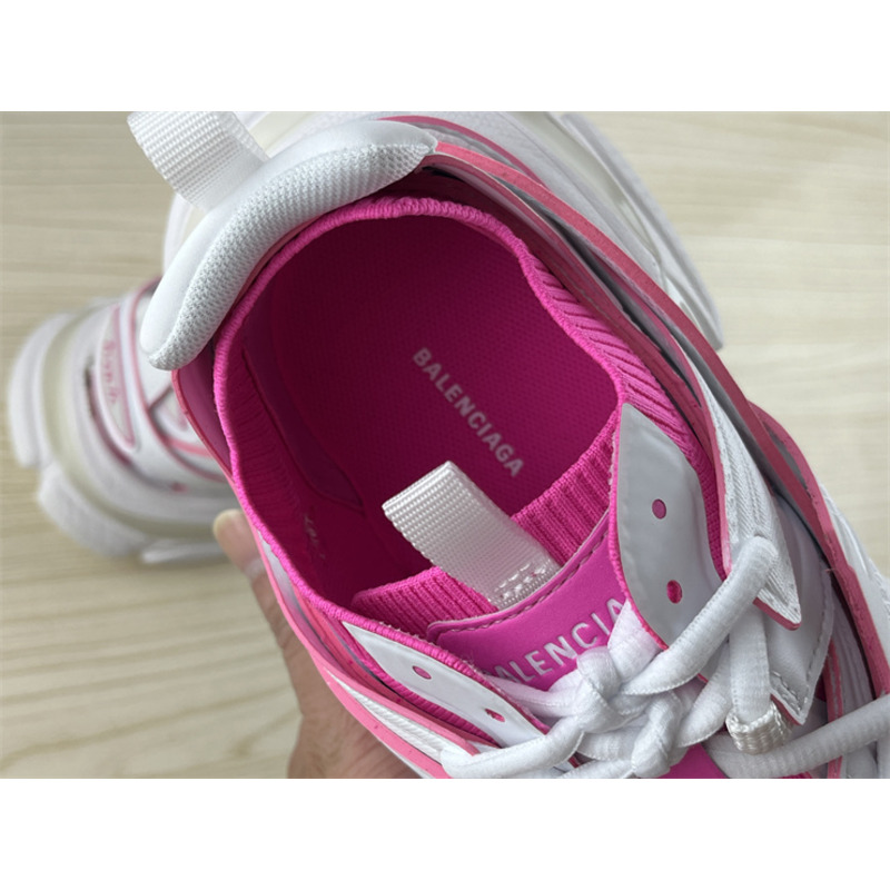 Ba*len*cia*ga track sock lace-up sneakers pink and white