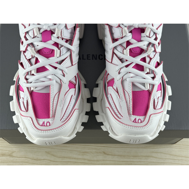 Ba*len*cia*ga track sock lace-up sneakers pink and white