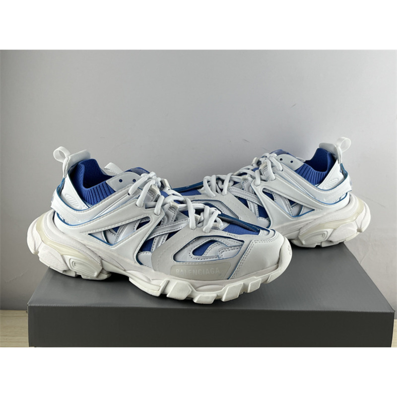 Ba*len*cia*ga track sock lace-up sneakers blue and white