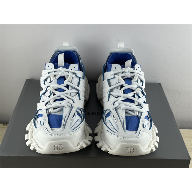 Ba*len*cia*ga track sock lace-up sneakers blue and white