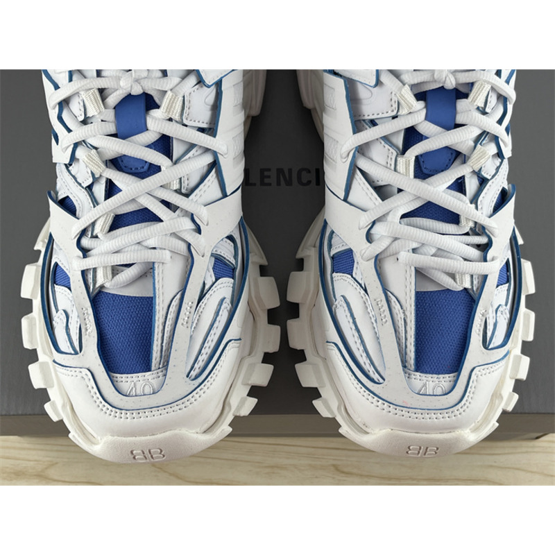 Ba*len*cia*ga track sock lace-up sneakers blue and white