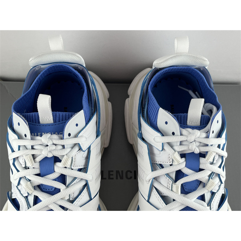 Ba*len*cia*ga track sock lace-up sneakers blue and white