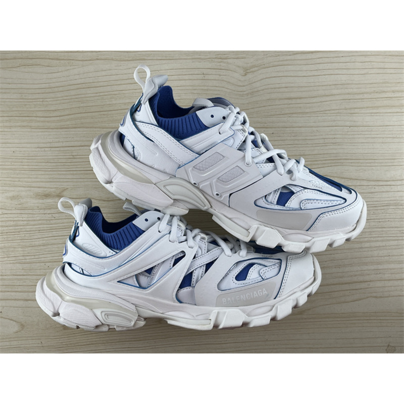 Ba*len*cia*ga track sock lace-up sneakers blue and white