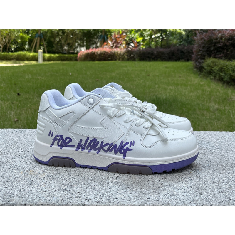 Off White Out of Office \"For Walking\" Low Tops Sneaker White And Purple