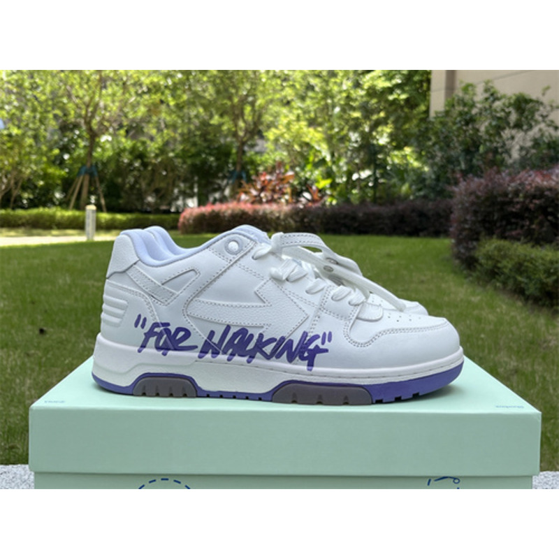 Off White Out of Office \"For Walking\" Low Tops Sneaker White And Purple