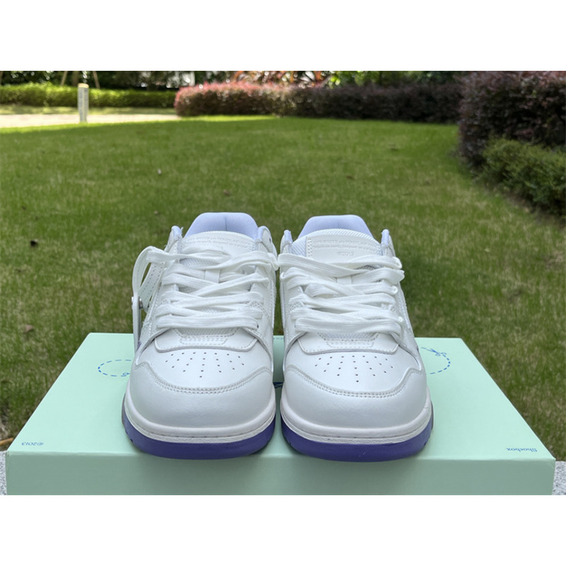 Off White Out of Office \"For Walking\" Low Tops Sneaker White And Purple