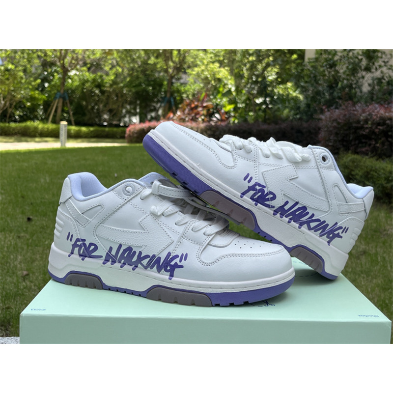 Off White Out of Office \"For Walking\" Low Tops Sneaker White And Purple