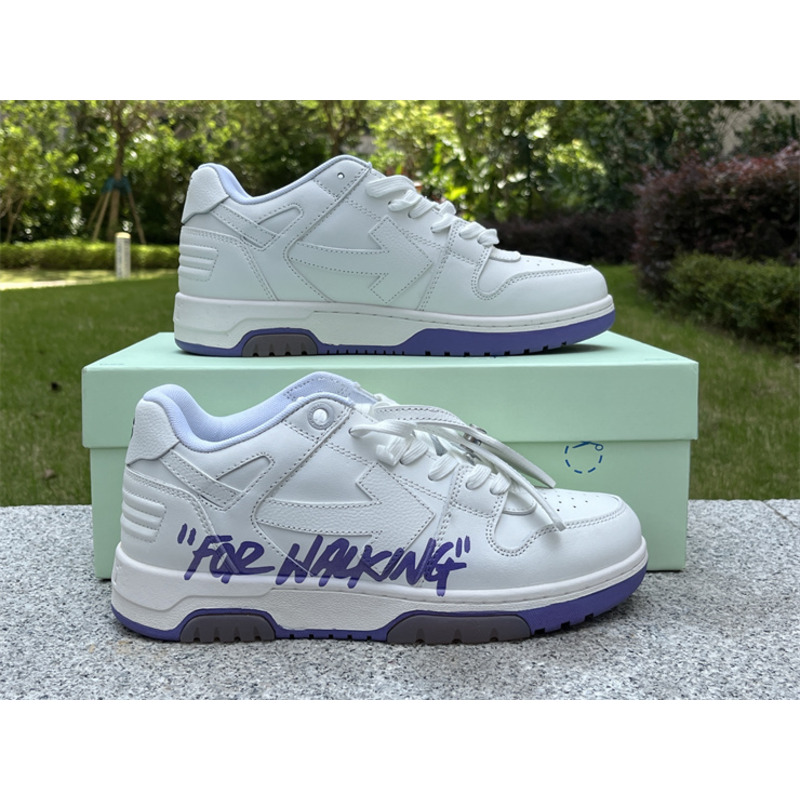 Off White Out of Office \"For Walking\" Low Tops Sneaker White And Purple