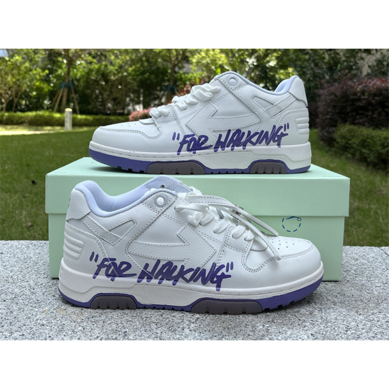 Off White Out of Office \"For Walking\" Low Tops Sneaker White And Purple