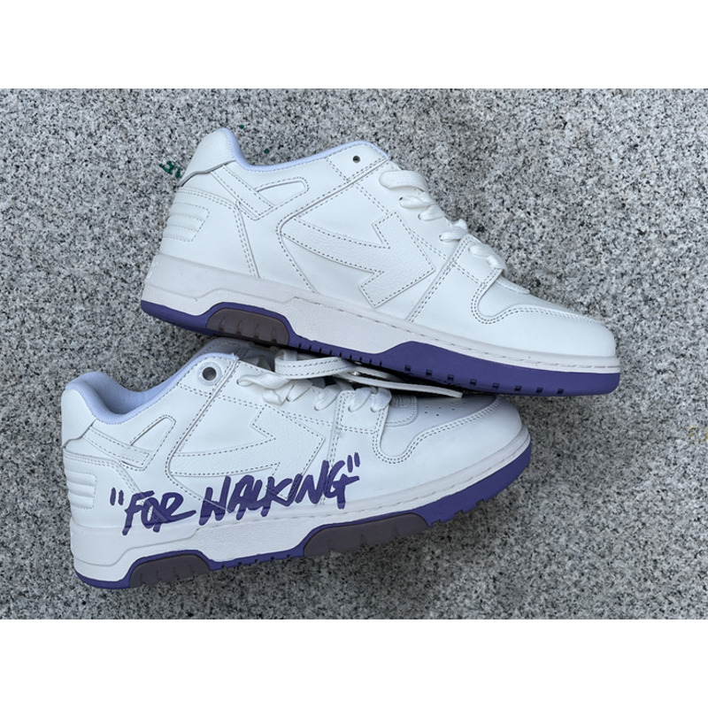 Off White Out of Office \"For Walking\" Low Tops Sneaker White And Purple