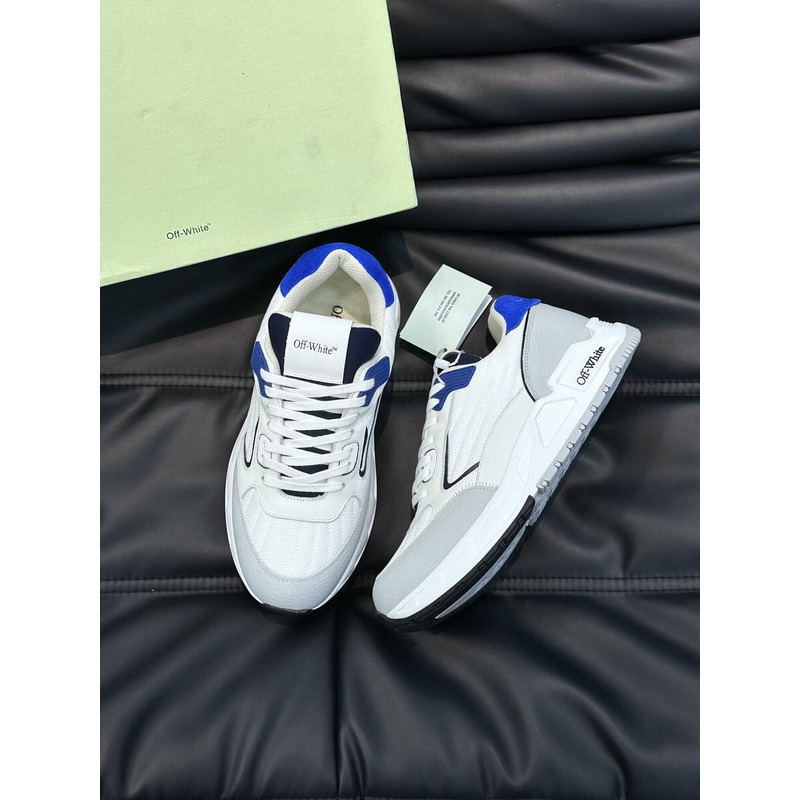 Off White Kick Off Lace-Up Sneakers White And Blue