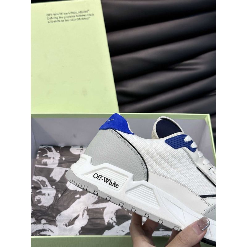 Off White Kick Off Lace-Up Sneakers White And Blue