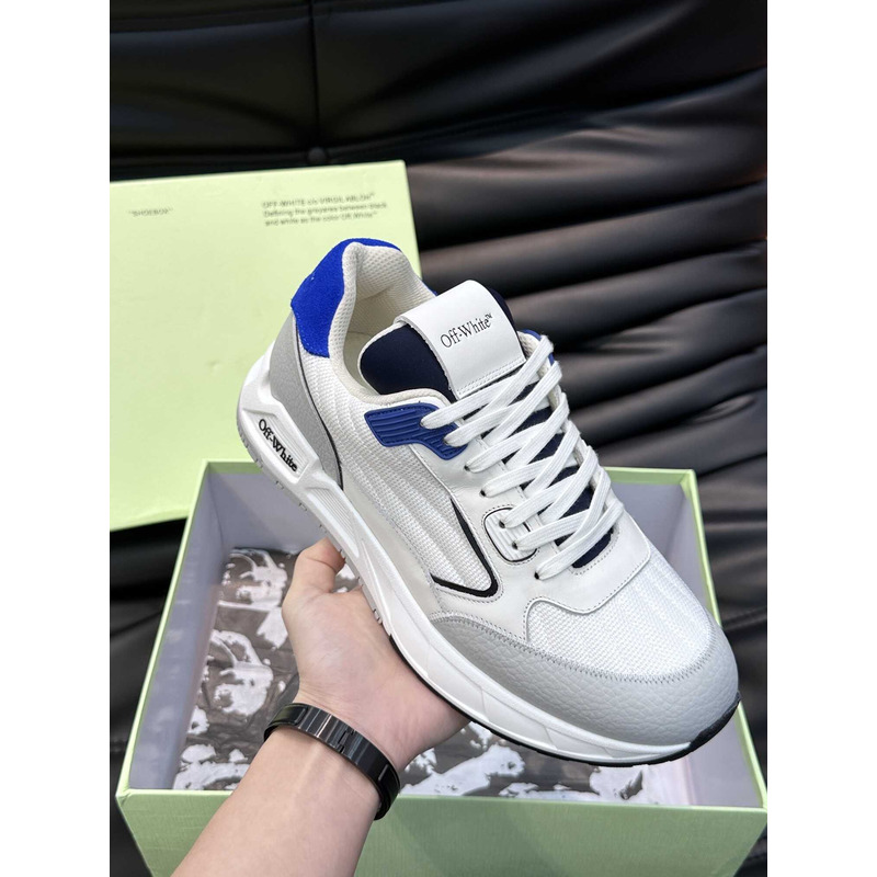 Off White Kick Off Lace-Up Sneakers White And Blue