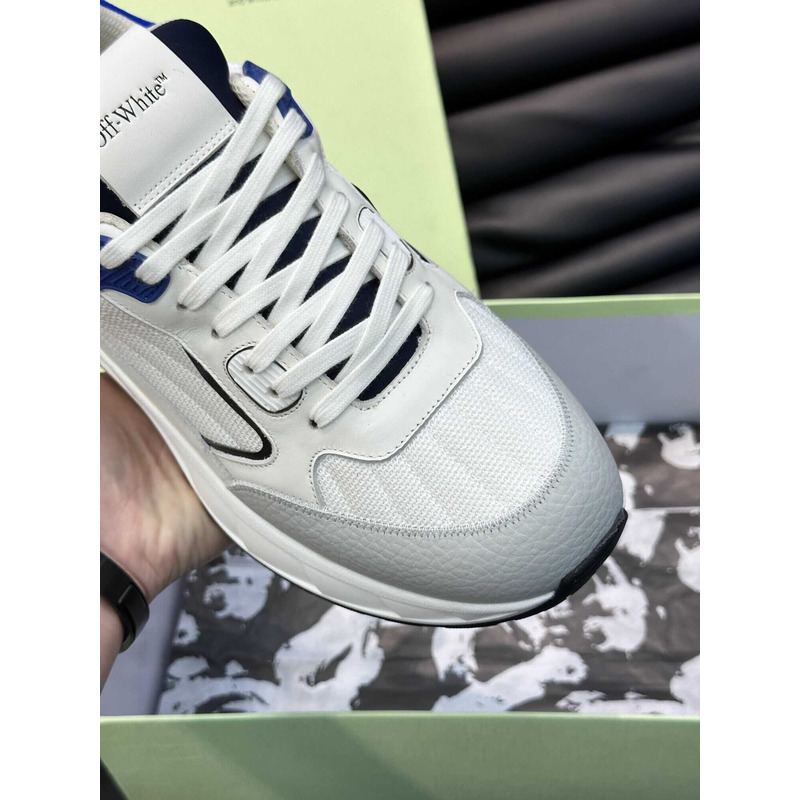 Off White Kick Off Lace-Up Sneakers White And Blue