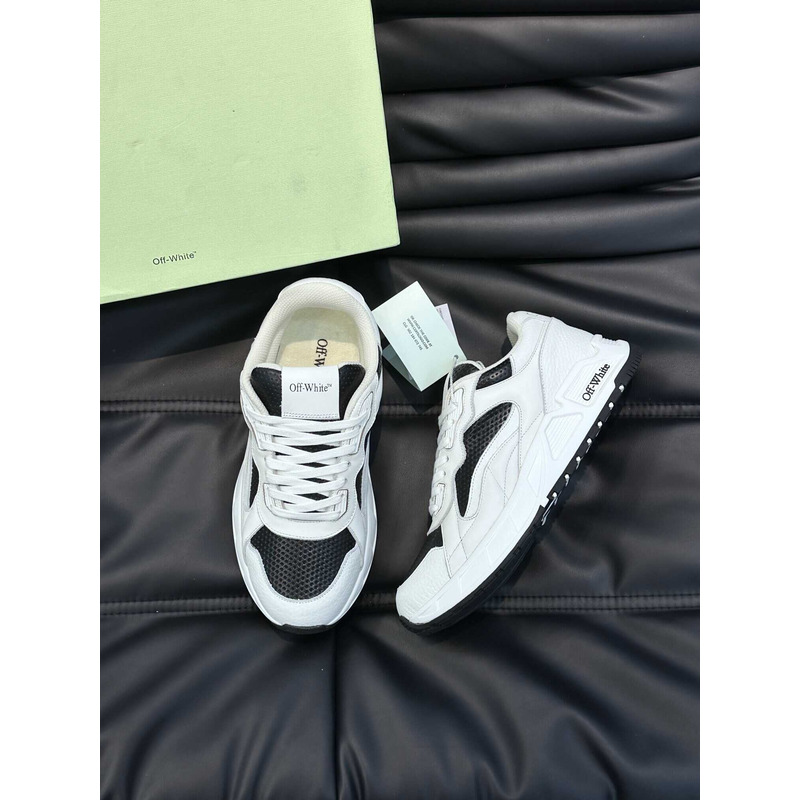 Off White Kick Off Lace-Up Sneakers Black And White