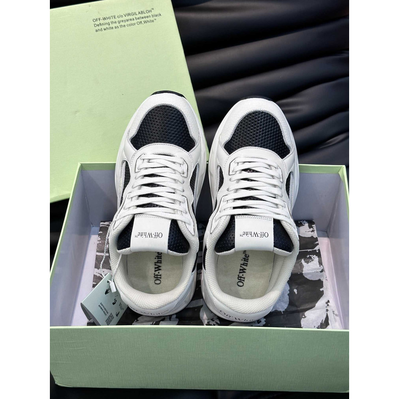 Off White Kick Off Lace-Up Sneakers Black And White