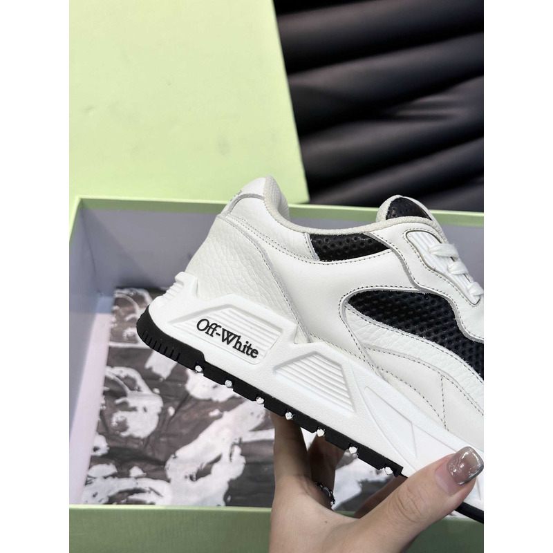 Off White Kick Off Lace-Up Sneakers Black And White