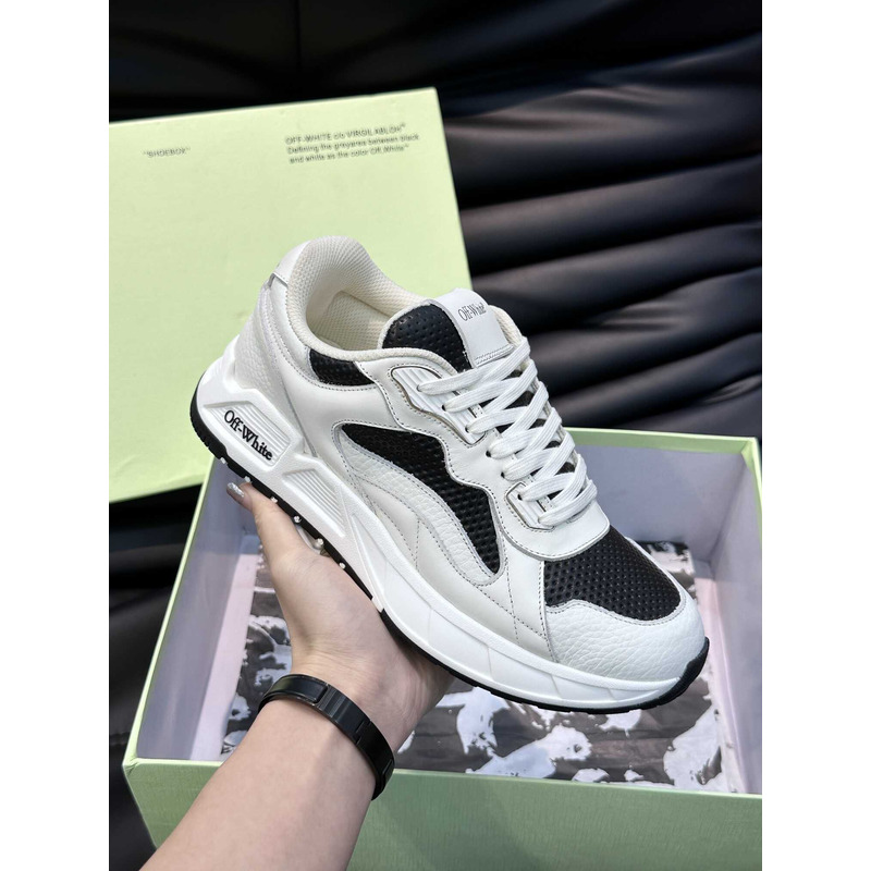 Off White Kick Off Lace-Up Sneakers Black And White