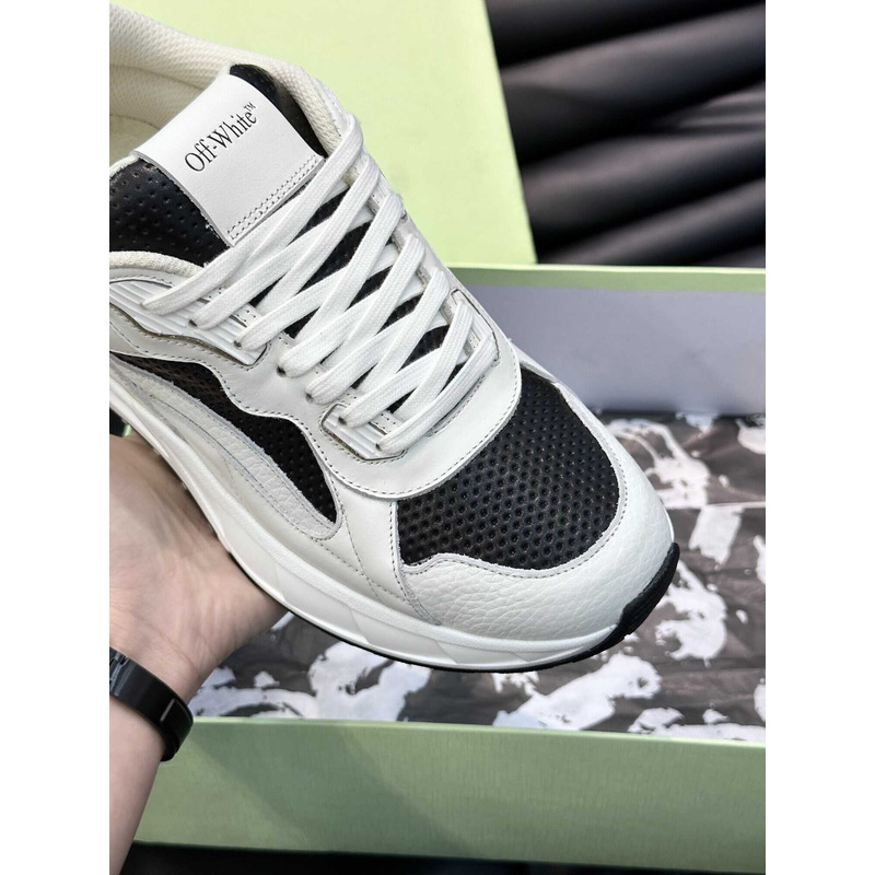 Off White Kick Off Lace-Up Sneakers Black And White