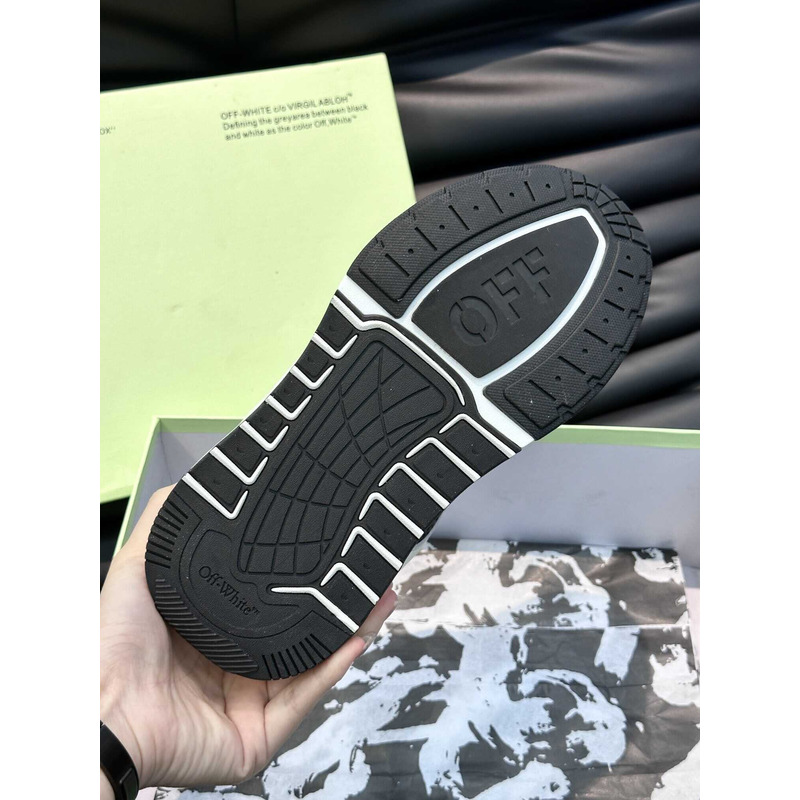 Off White Kick Off Lace-Up Sneakers Black And White