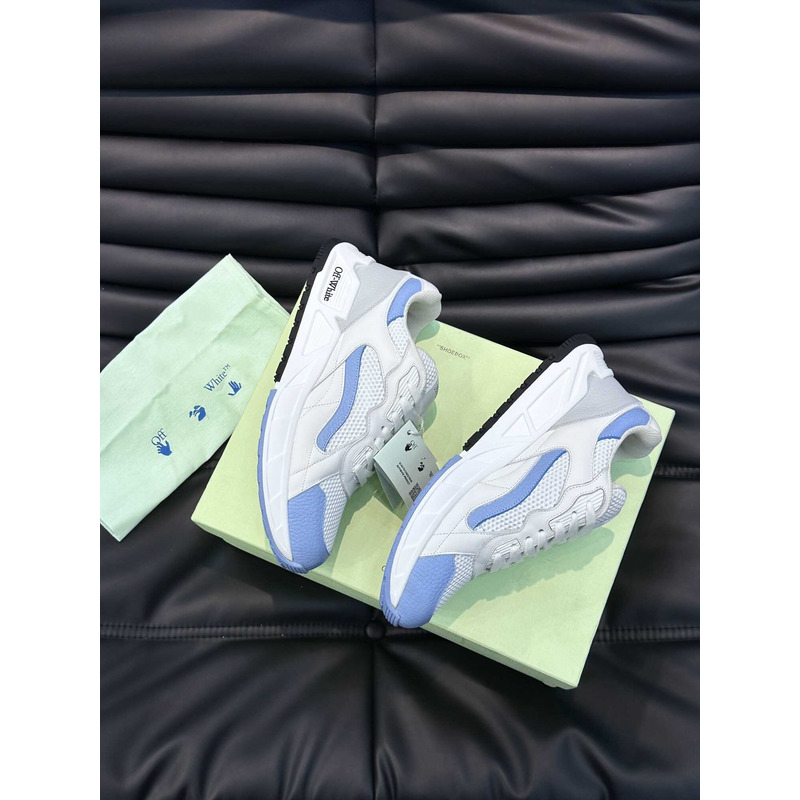 Off White Kick Off Lace-Up Sneakers White And Blue