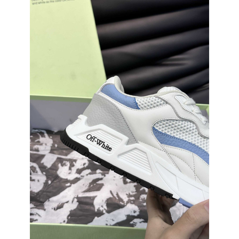 Off White Kick Off Lace-Up Sneakers White And Blue