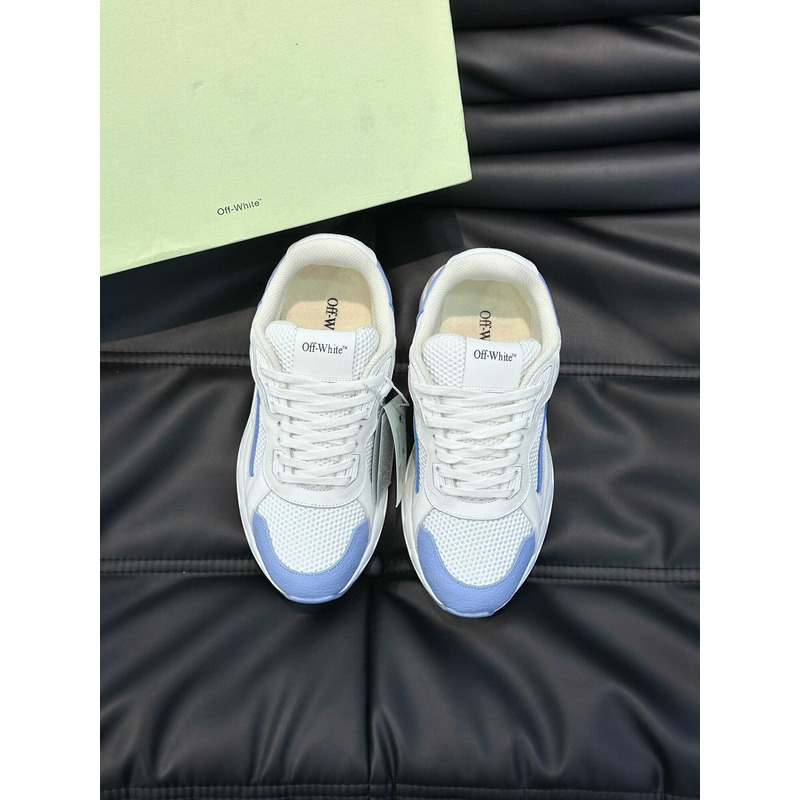 Off White Kick Off Lace-Up Sneakers White And Blue