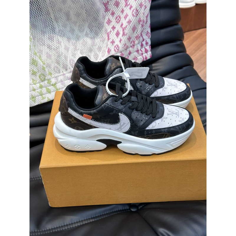 l**is V*t*n monagram x nike sneakers black and white