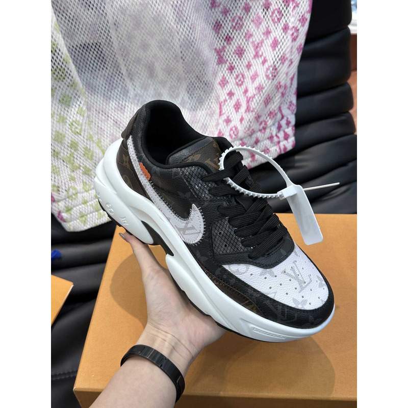 l**is V*t*n monagram x nike sneakers black and white