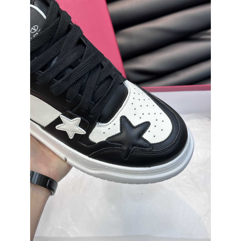 Valentino Colorblock Letter Graphic Lace-up Front Sneaker White And Balck