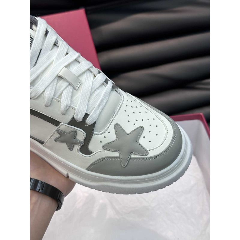 Valentino Colorblock Letter Graphic Lace-up Front Sneaker White And Gray