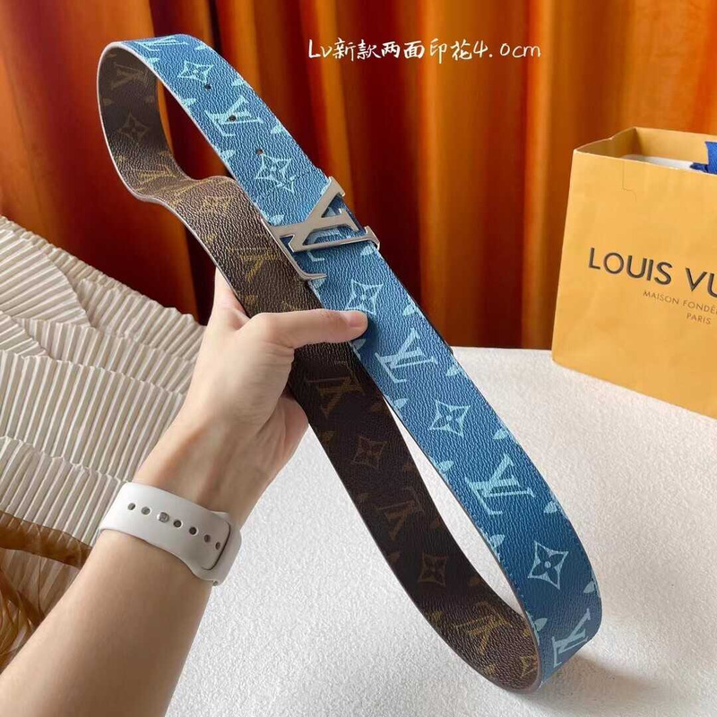 l**is V*t*n lv initiales 40mm reversible belt blue and brown