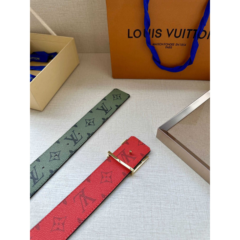 l**is V*t*n lv initiales 40mm reversible belt green and red