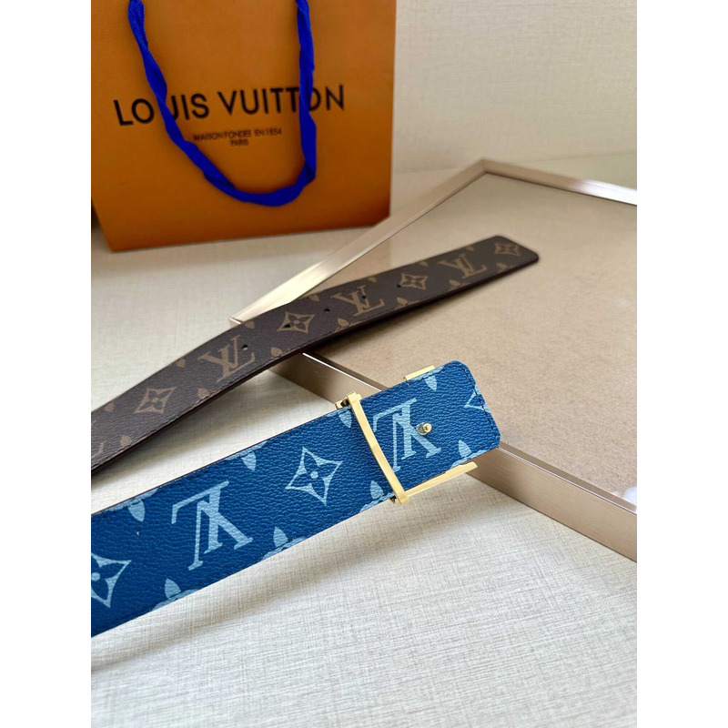 l**is V*t*n lv initiales 40mm reversible belt brown and blue