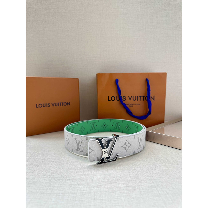 l**is V*t*n lv initiales 40mm reversible belt white and green